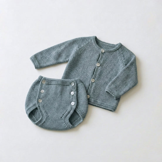 Conjunto perlé azul piedra