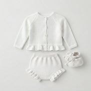 Conjunto perlé volantes blanco
