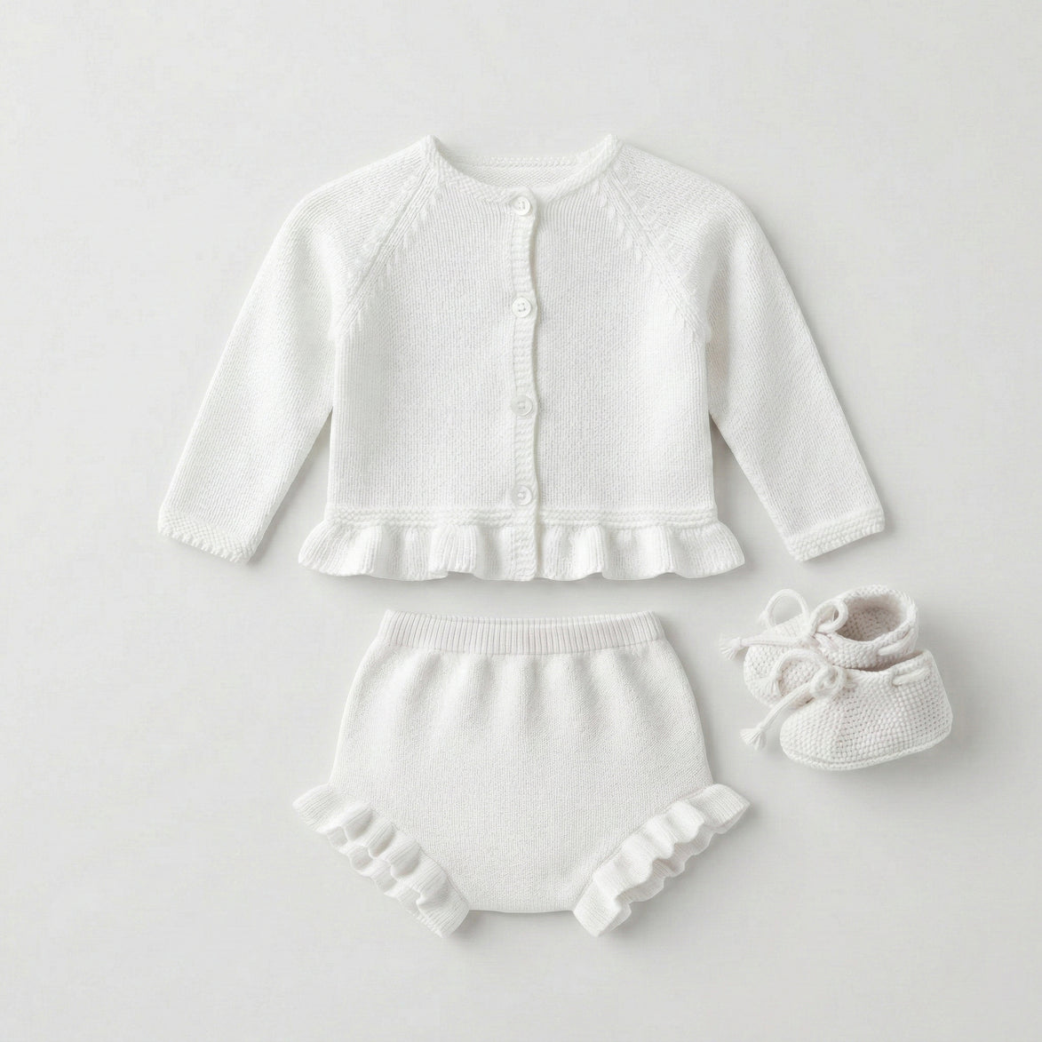 Conjunto perlé volantes blanco