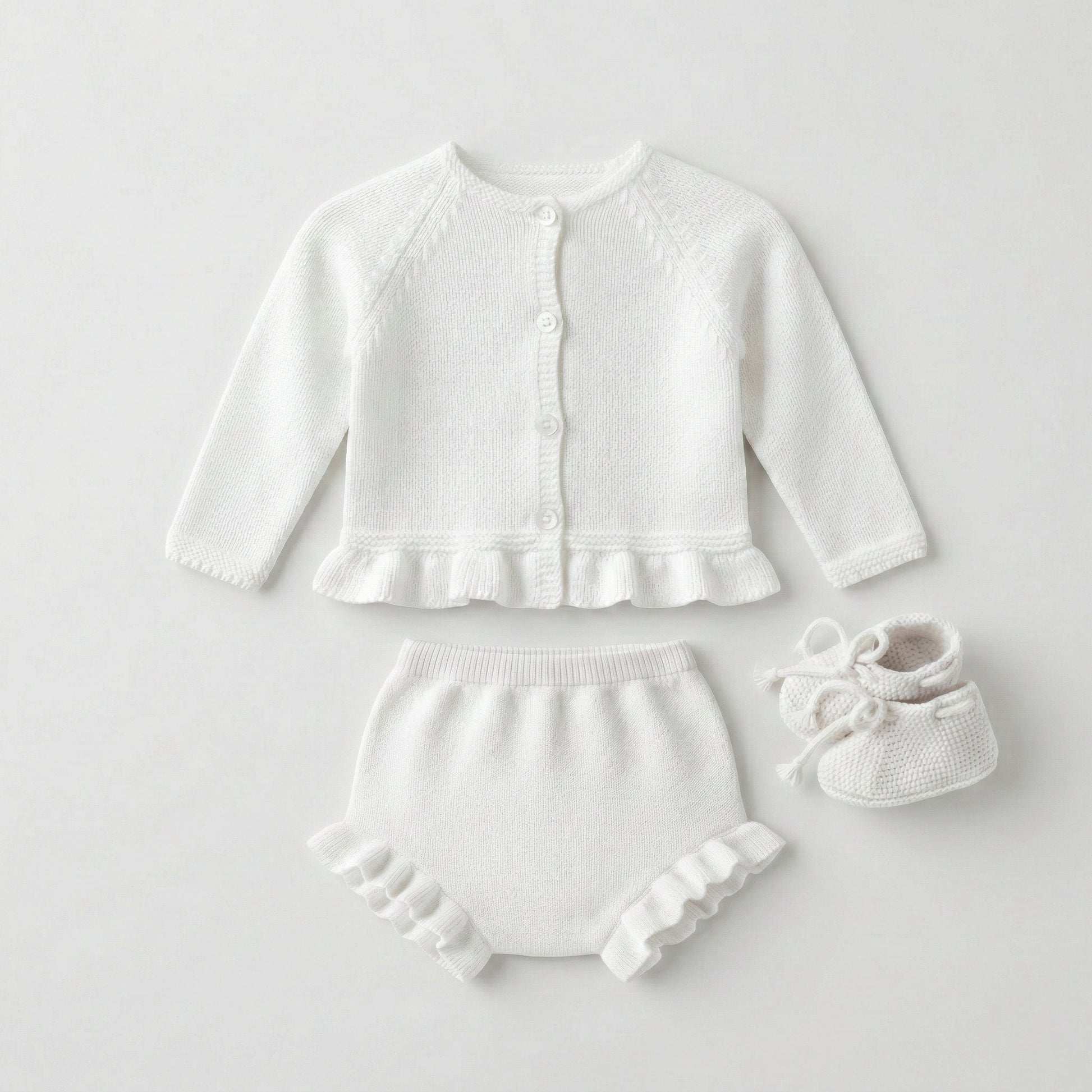 Conjunto perlé volantes blanco