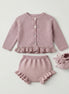 Conjunto perlé volantes rosa