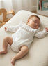 Pelele cuello smock crudo rayita