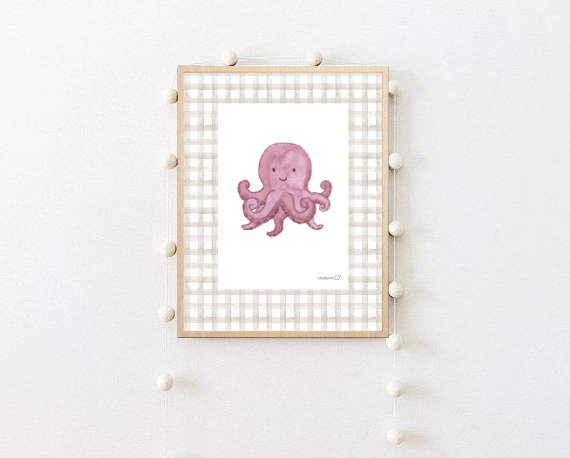 Lámina Pulpo vichy negro 21x30