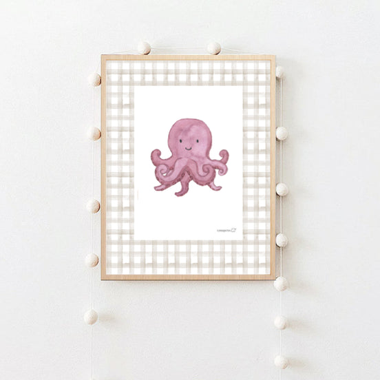 Lámina Pulpo vichy negro 21x30