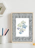 Lámina Peces azules vichy negro 21x30