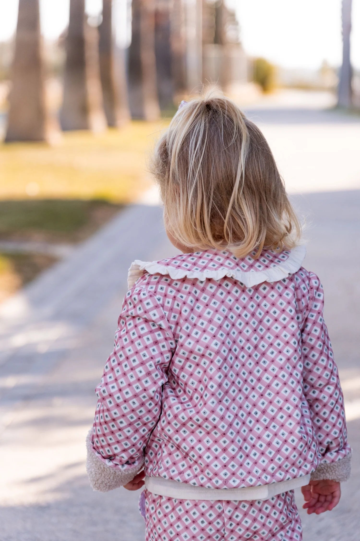 Chaqueta niña cuadros rosa
