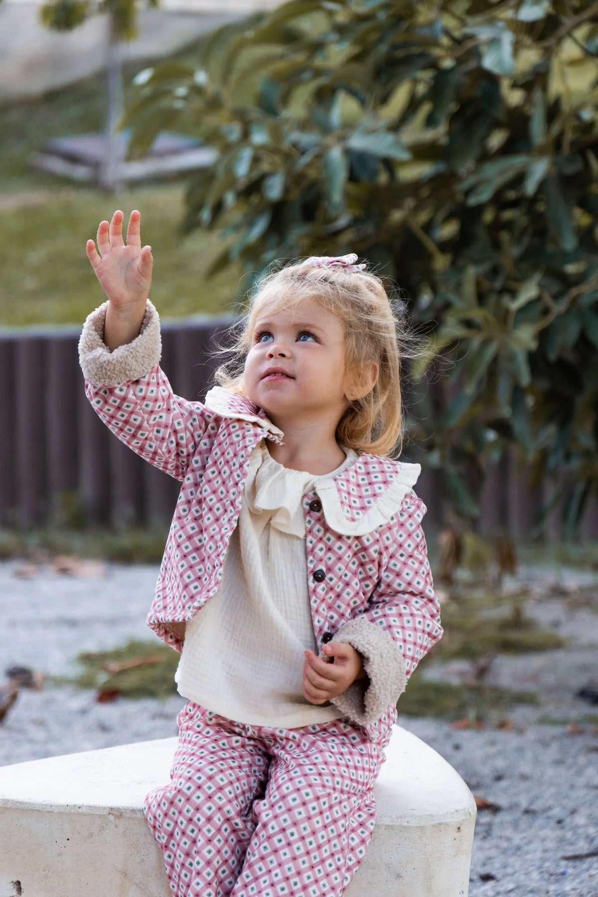 Chaqueta niña cuadros rosa