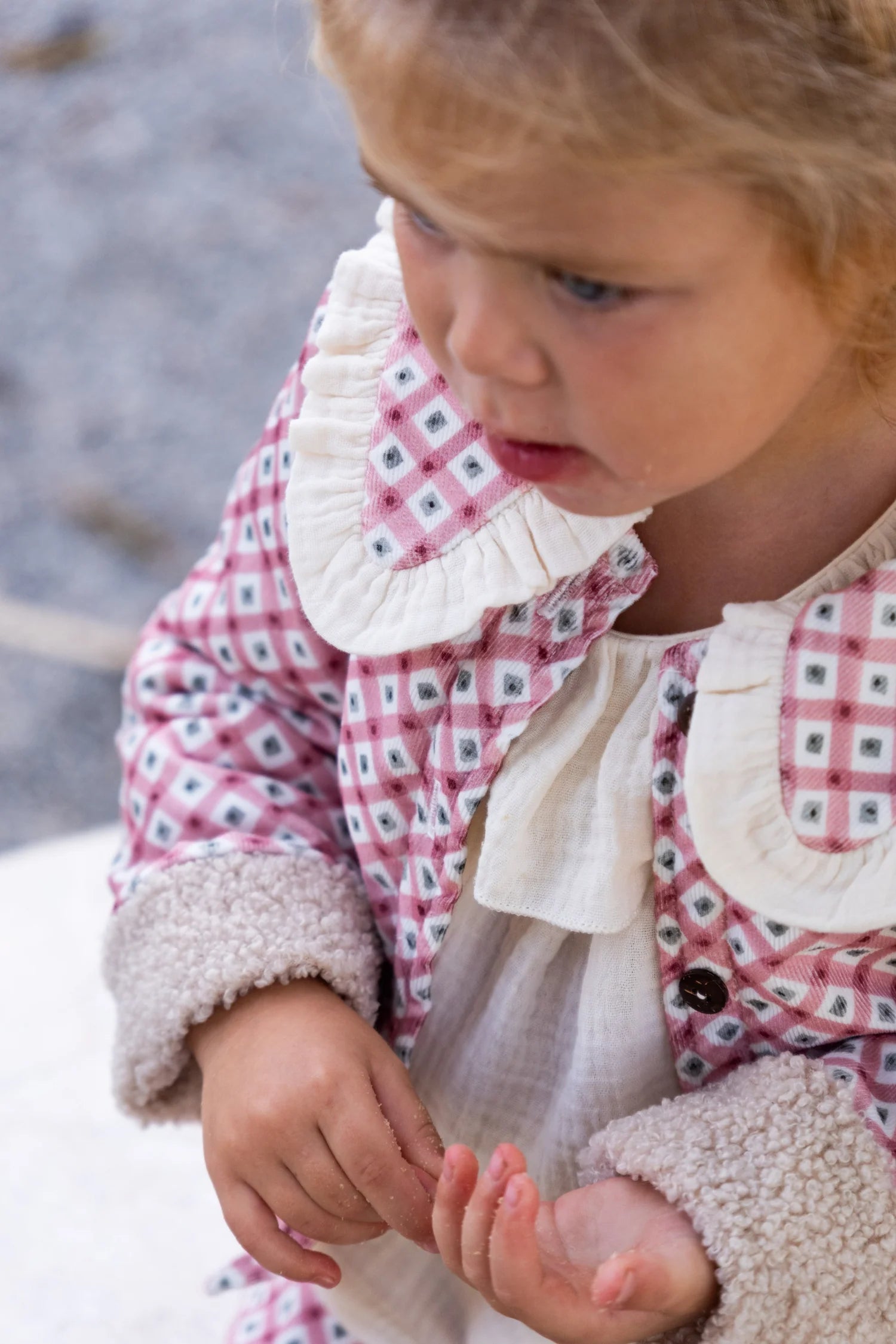 Chaqueta niña cuadros rosa