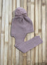 Gorro bufanda rosa empolvado