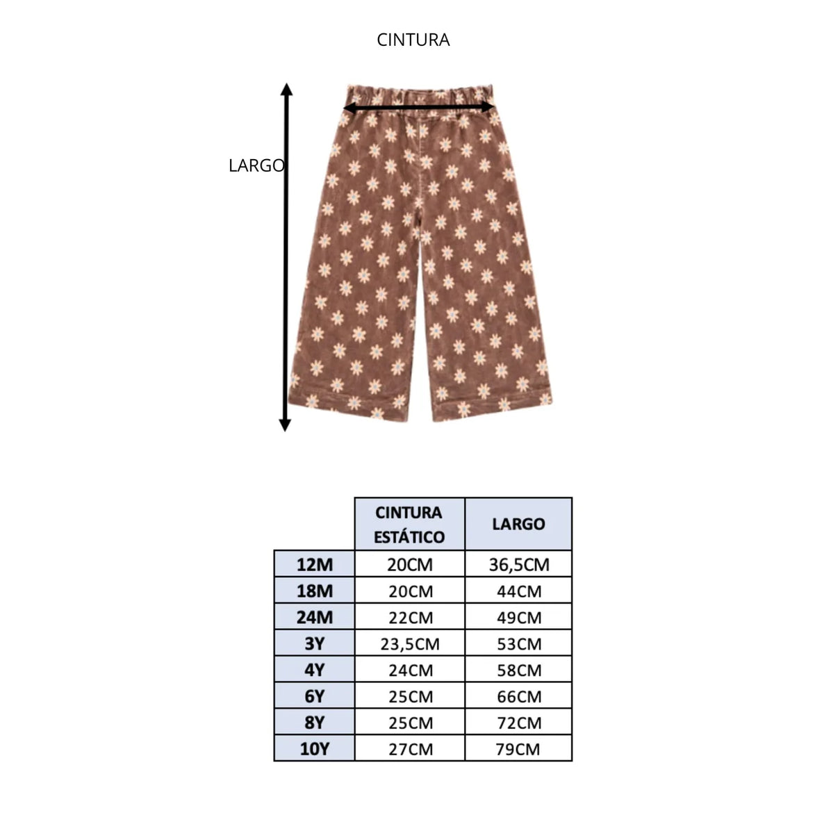 Pantalón niña largo flare micropana Cacao flor