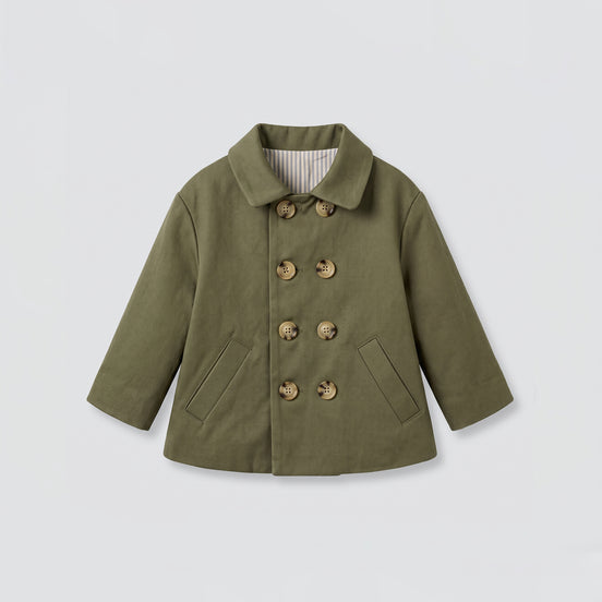 Gabardina corta doble botonadura caqui