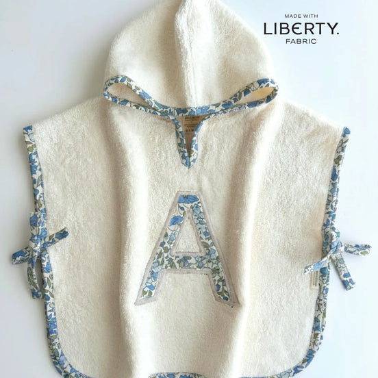 Poncho toalla Personalizado| Nomeolvides | Flores azul