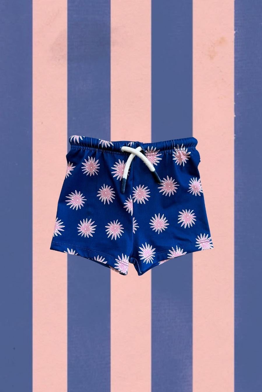 Boxer lycra azul flores rosas