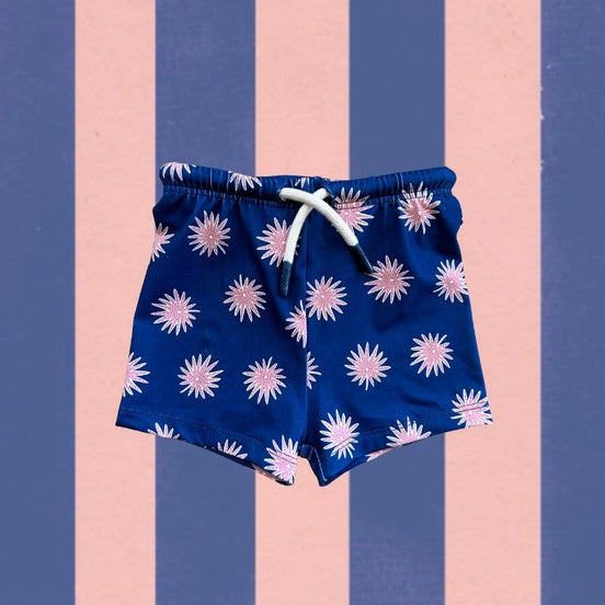 Boxer lycra azul flores rosas