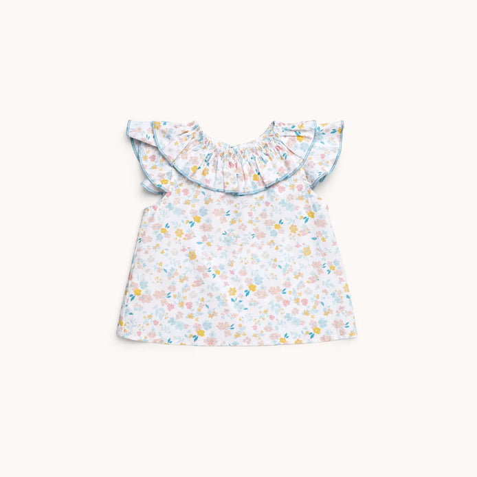 Blusa cuello fruncido Laguna flores