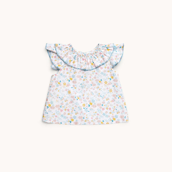 Blusa cuello fruncido Laguna flores