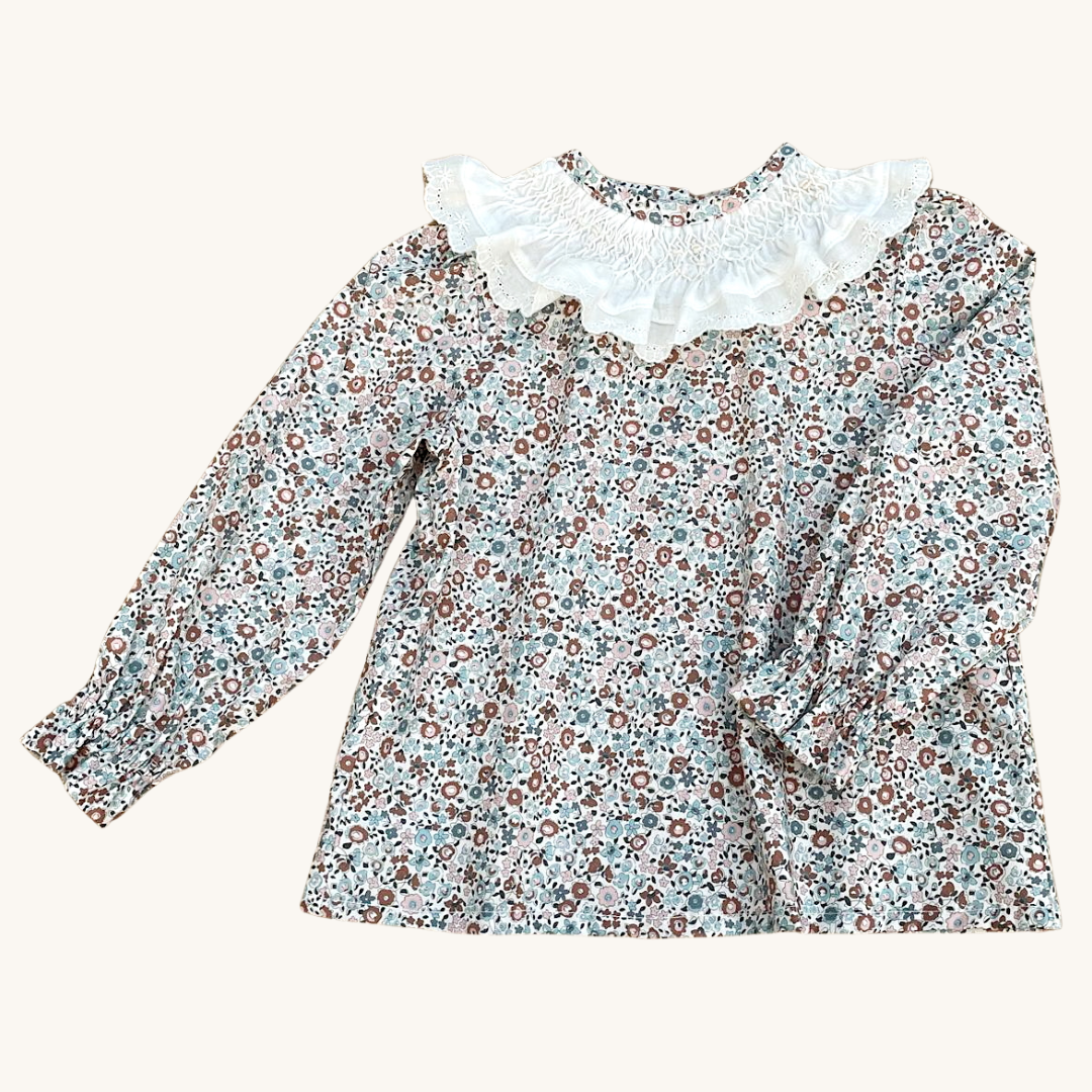 Blusa liberty toffe cuello nido de abeja