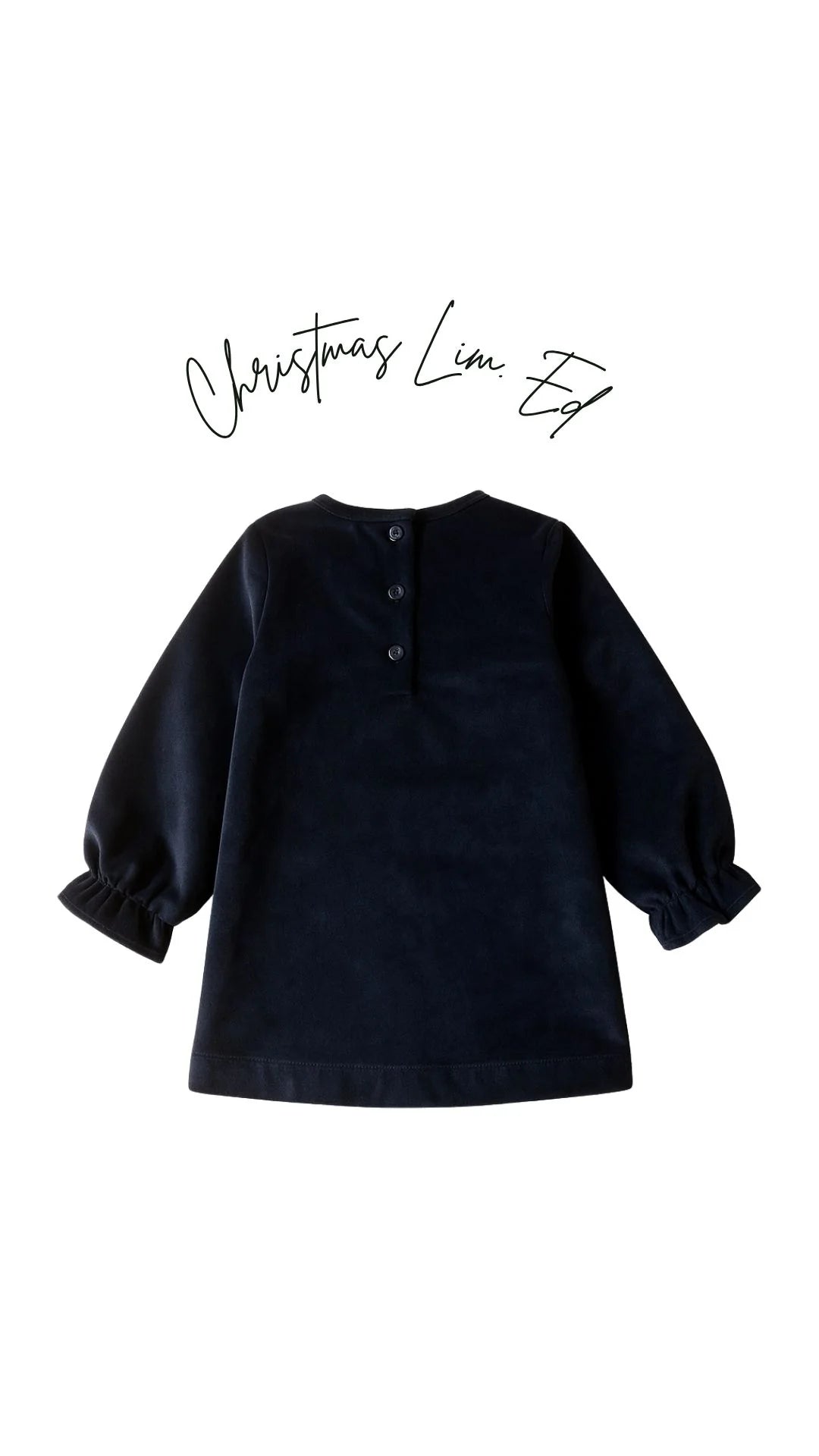 Vestido Navidad azul detalle burdeos pecho