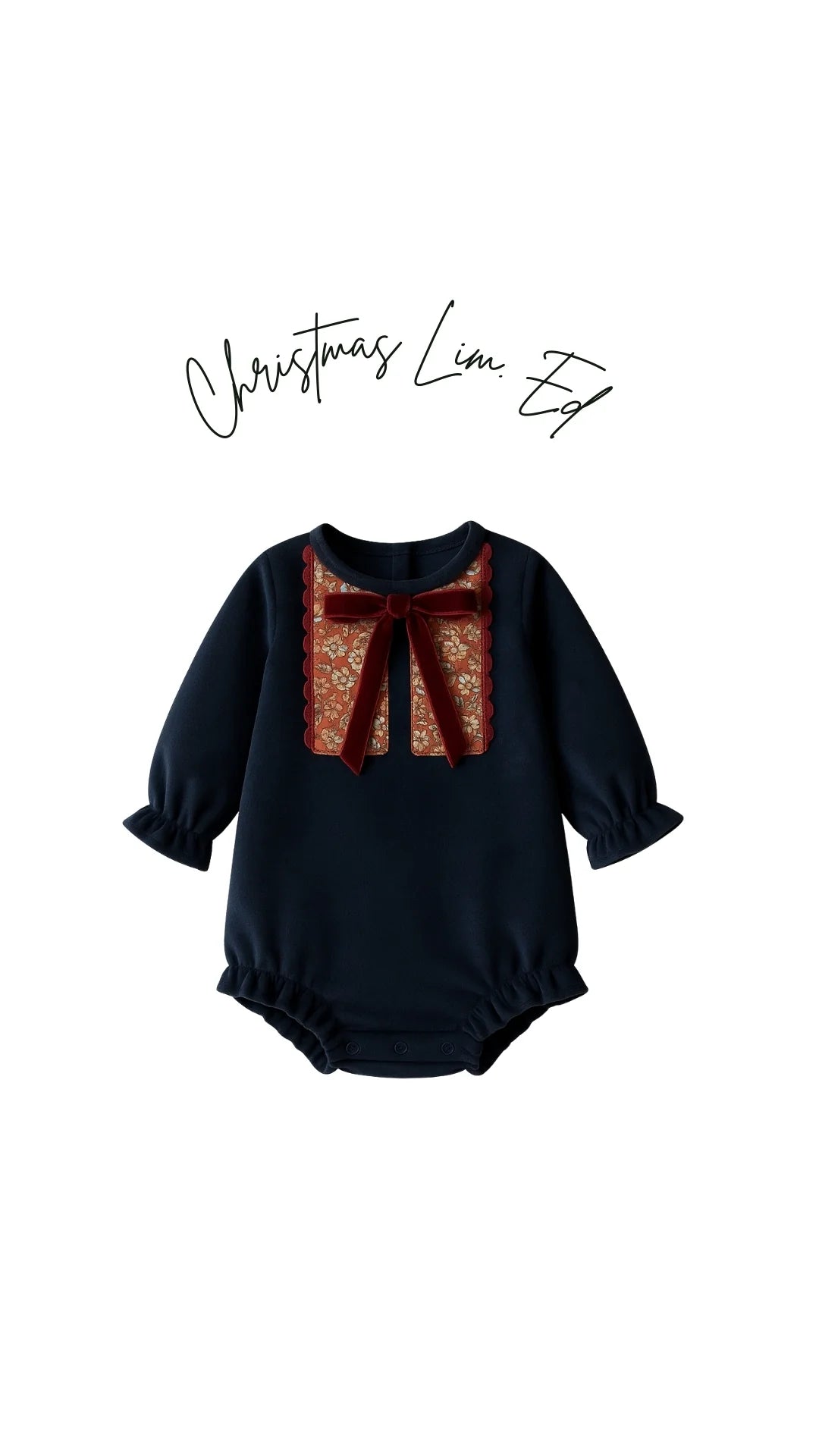 Pelele Navidad azul detalle burdeos pecho