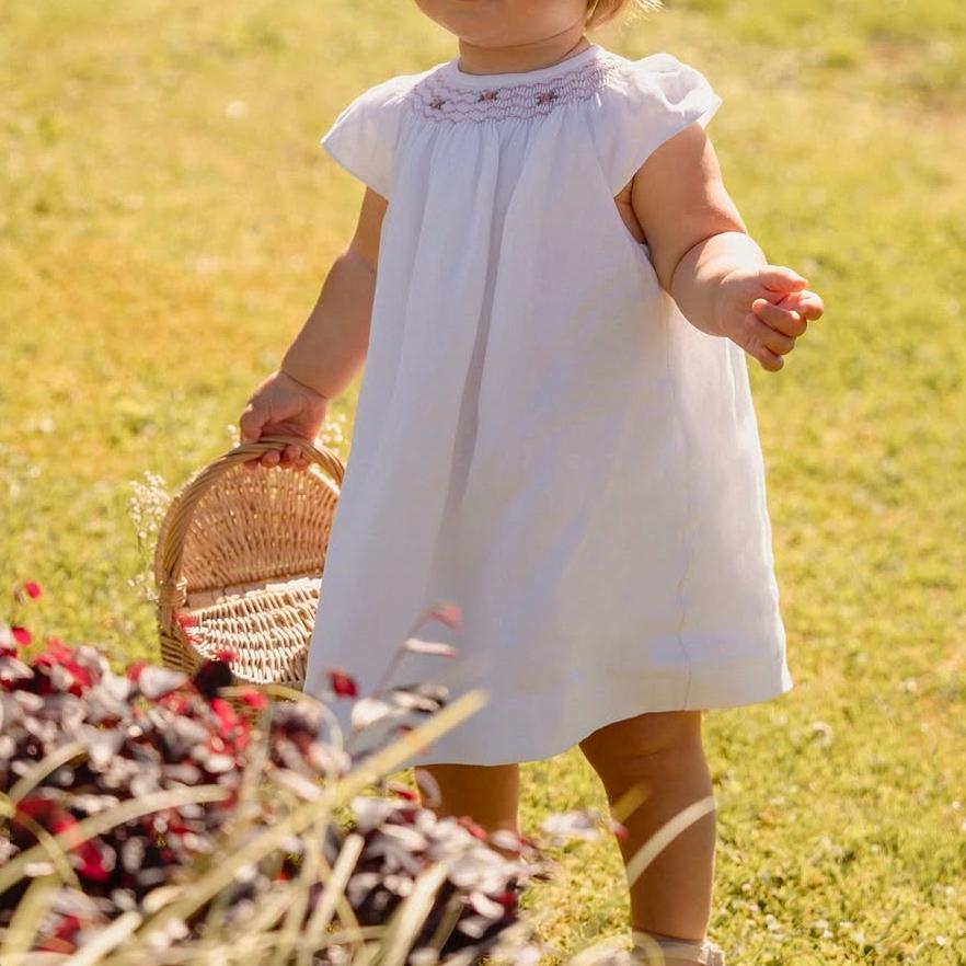 Vestido blanco lino smock
