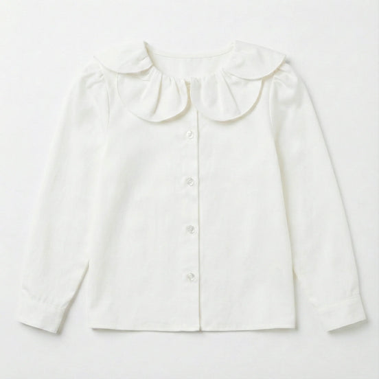 Blusa cuello flor blanca