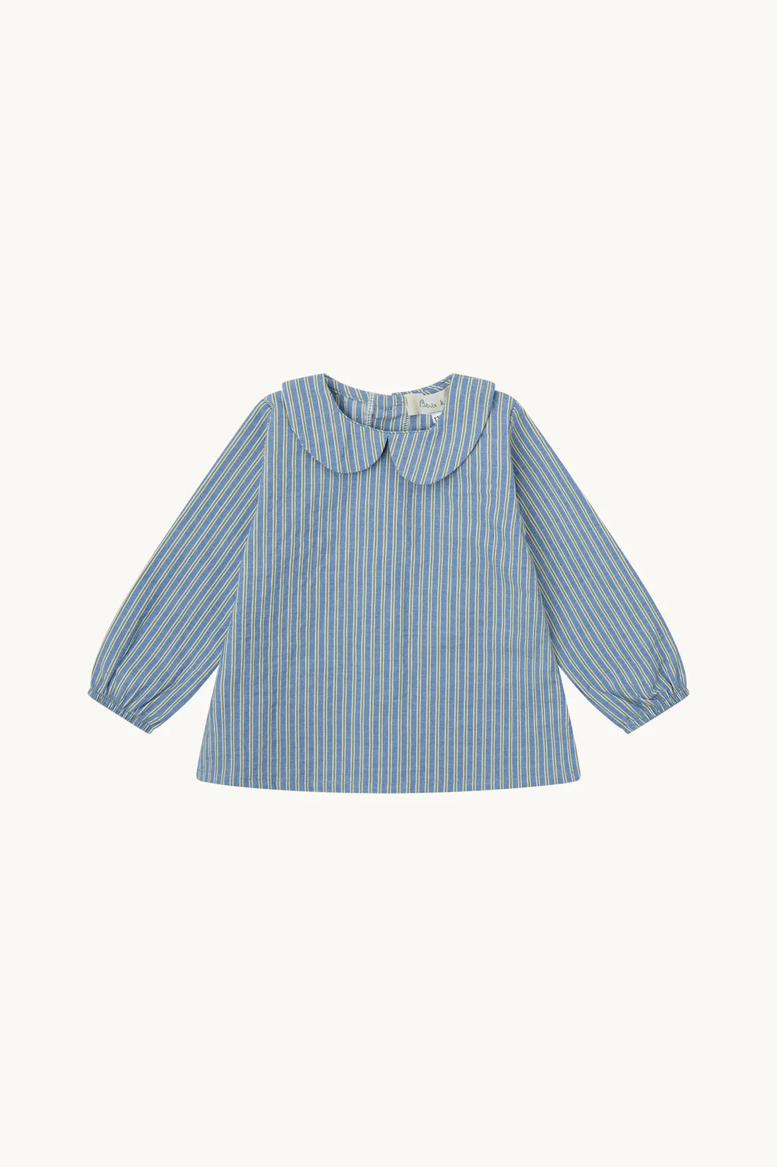 Blusa cuello bebé rayas azul y verde
