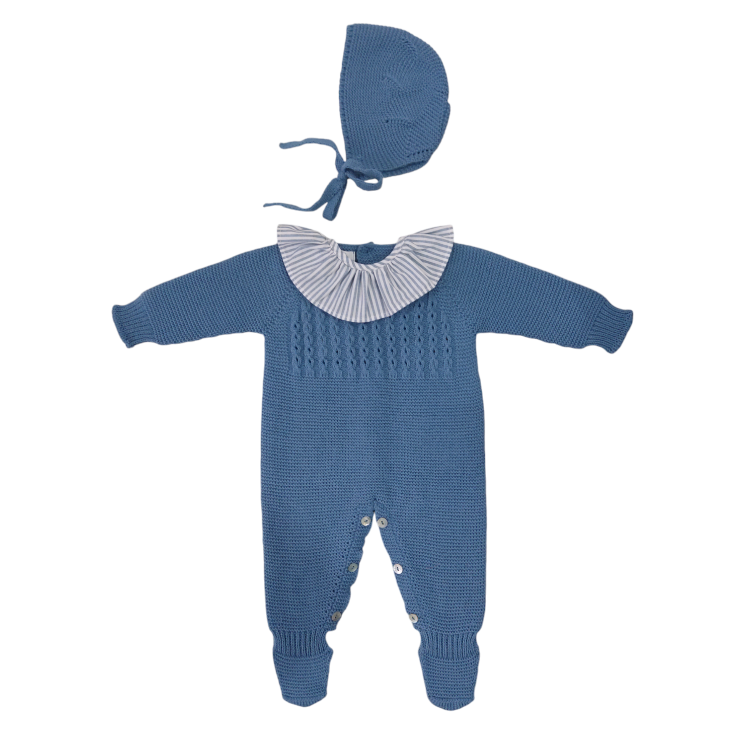 Conjunto pelele ochos largo + capota Azul Francia CH12