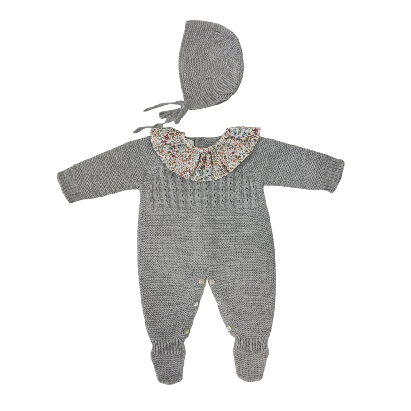 Conjunto pelele ochos largo + capota Gris aluminio CH40