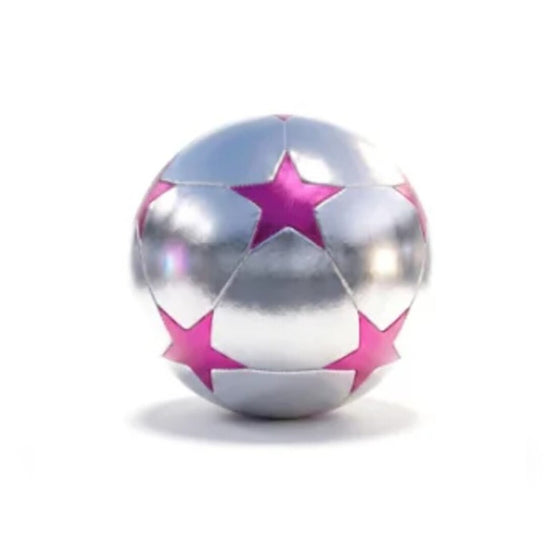 Pelota Tela Estrella plateada y rosa