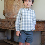 Polera cuadros grises