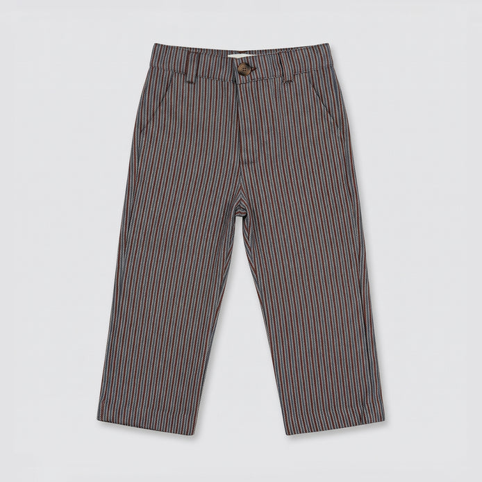Pantalón recto rayas marrón