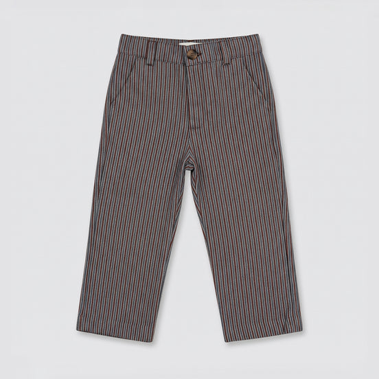 Pantalón recto rayas marrón