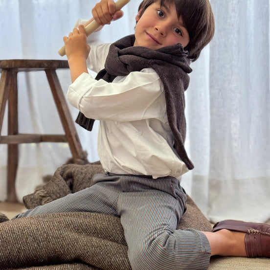 Pantalón recto rayas marrón