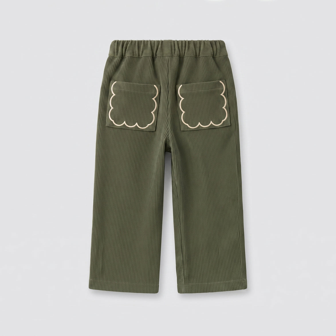 Pantalón pana verde caza bolsillos bordados