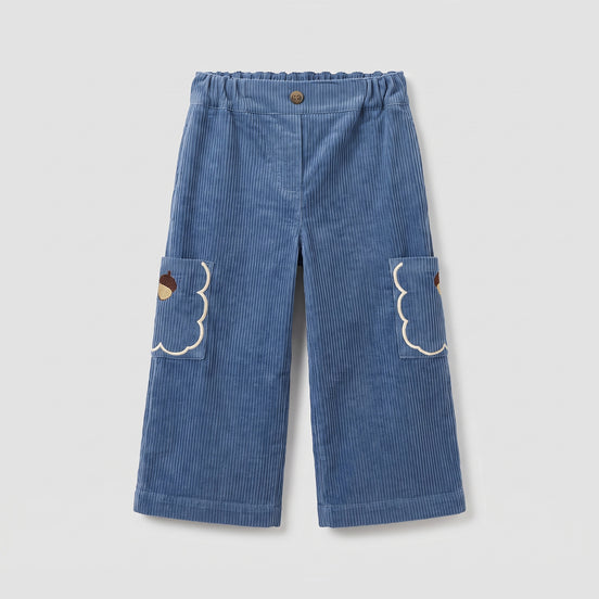 Pantalón cargo bordado pana azul