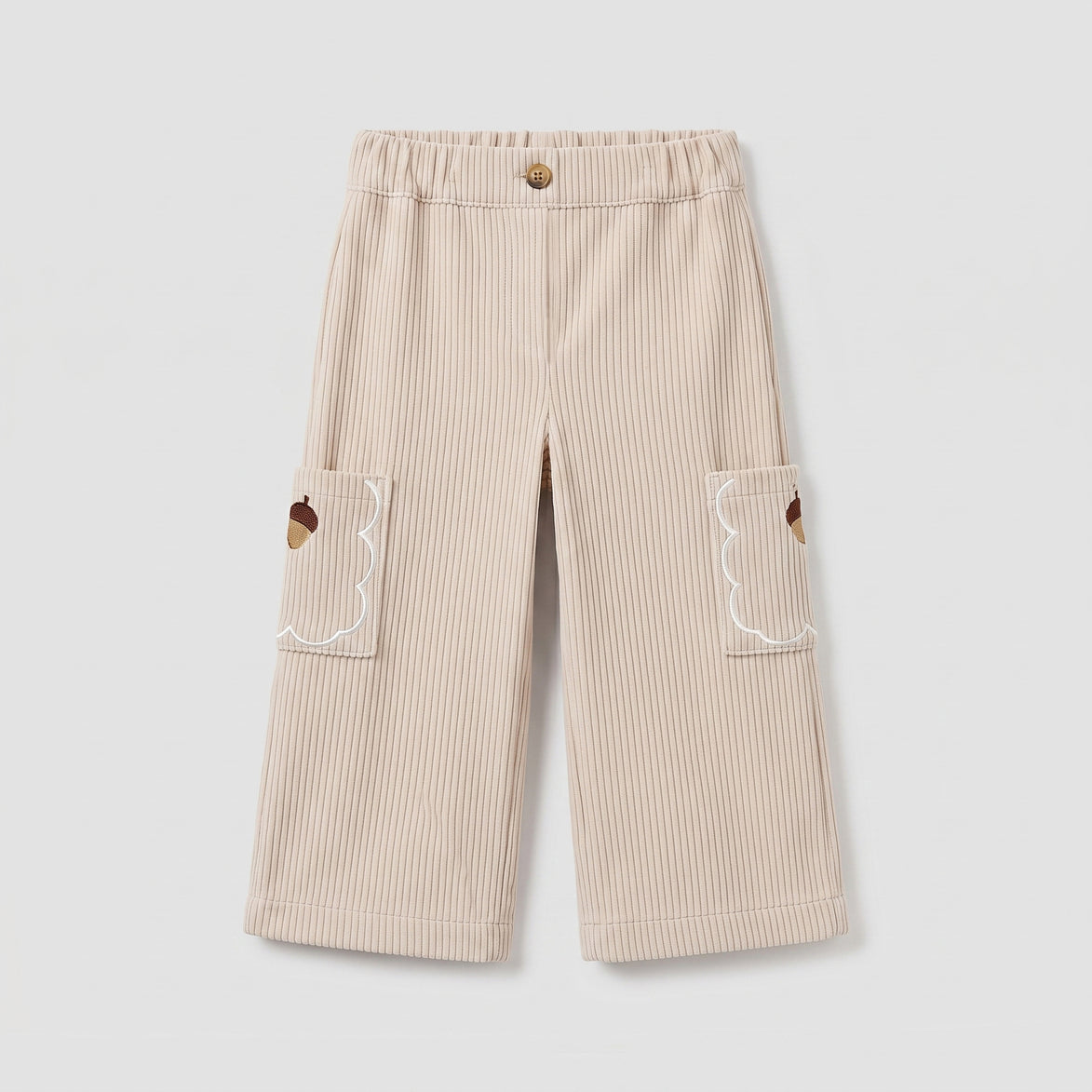 Pantalón cargo bordado pana crudo