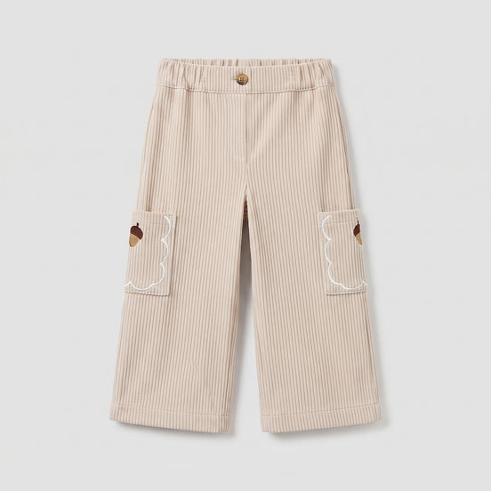 Pantalón cargo bordado pana crudo