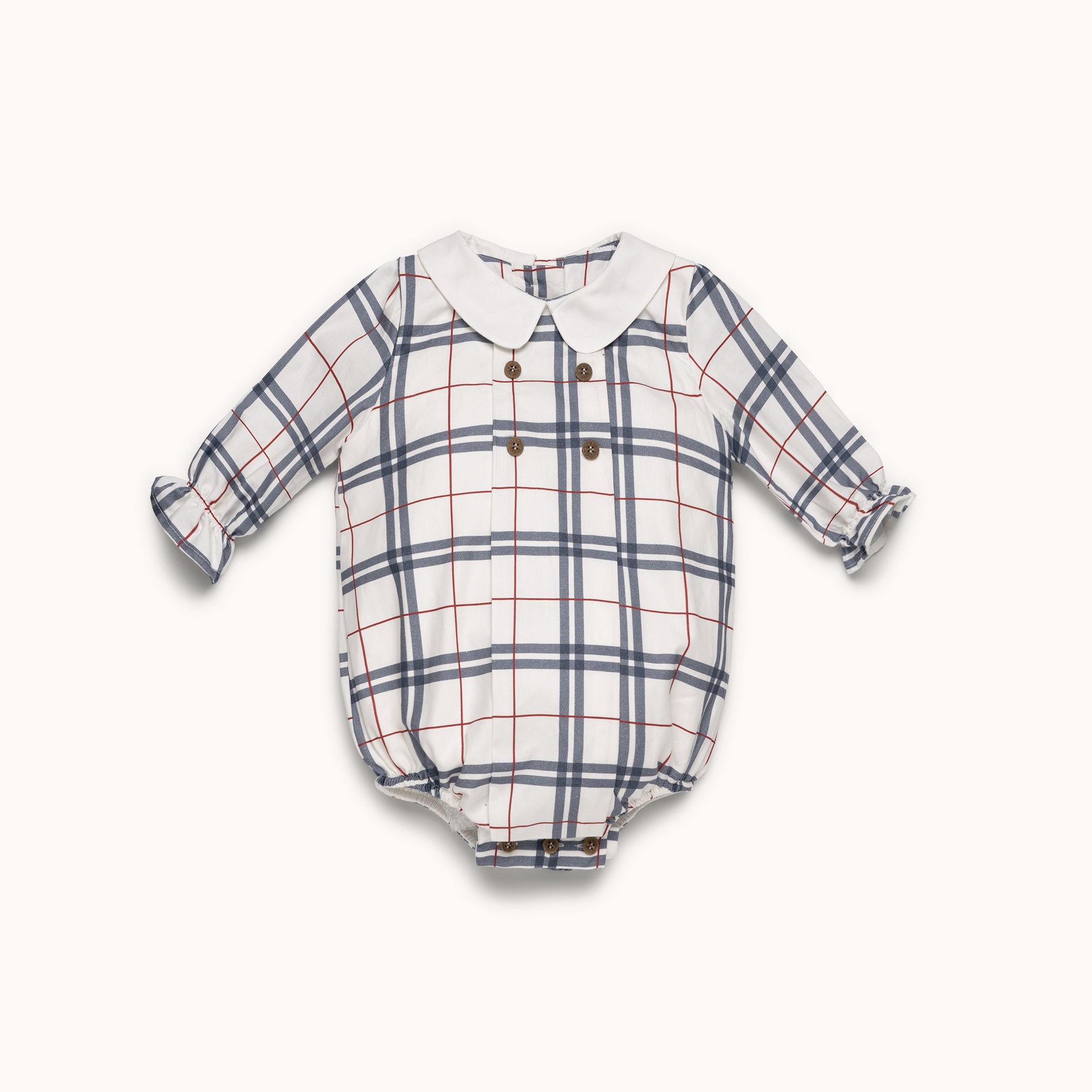 Pelele cuello bebé oxford cuadros