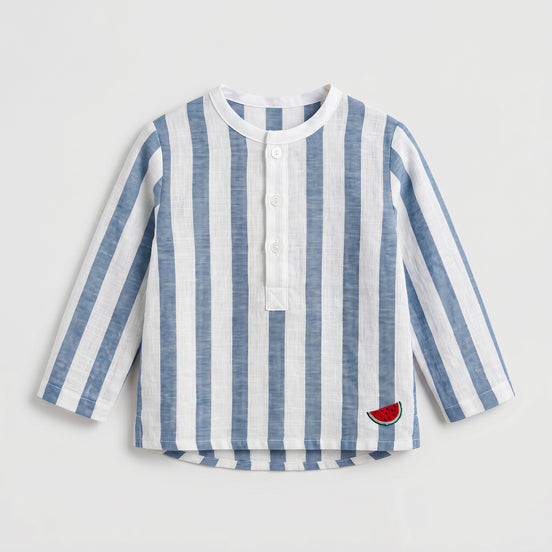 Polera rayas azul denim