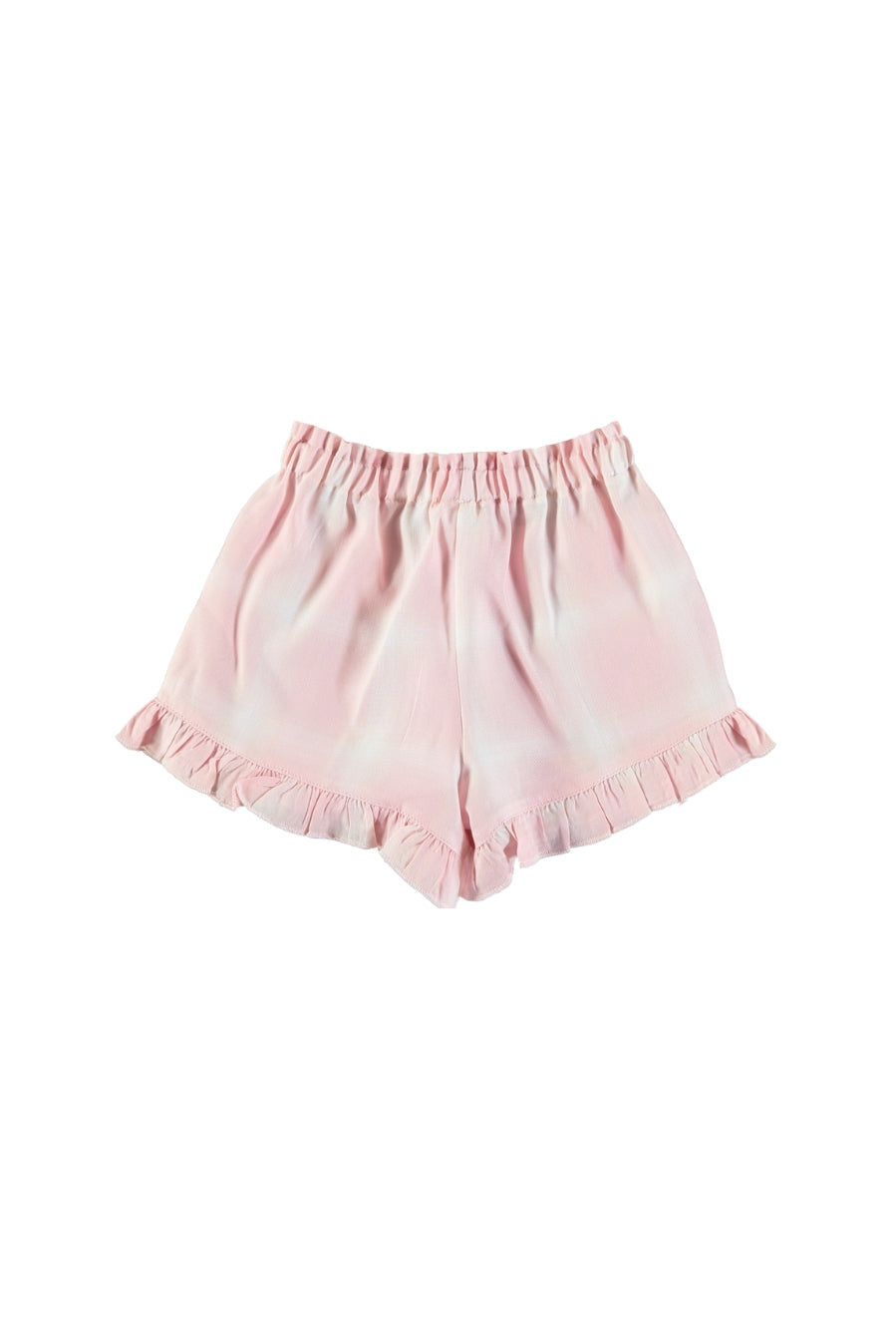 Pantalón corto volante tartán rosa y blanco