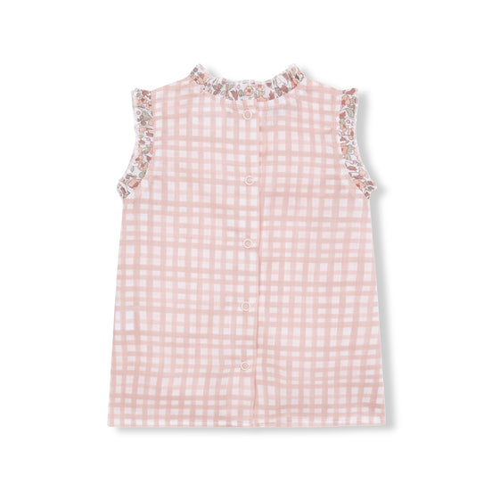 Blusa vichy rosa y flores
