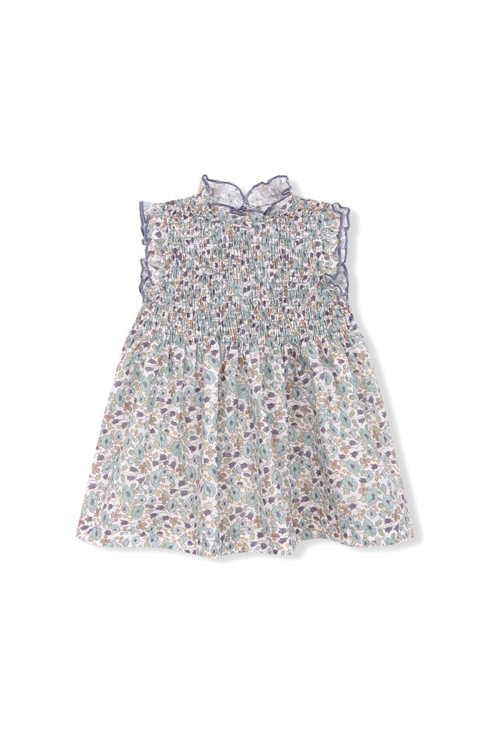 Blusa smock flores petroleo