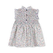 Blusa smock flores petroleo