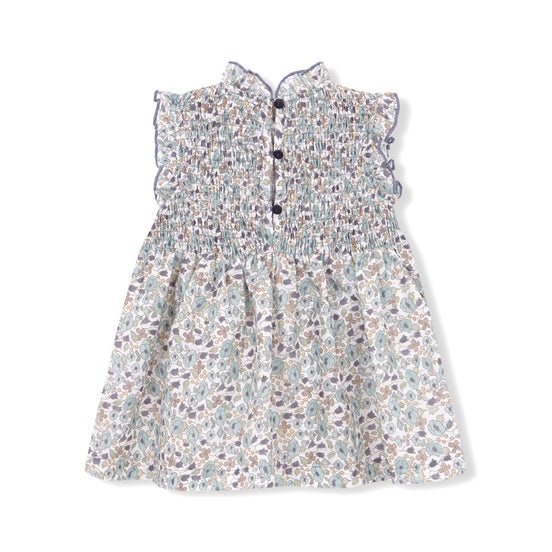 Blusa smock flores petroleo