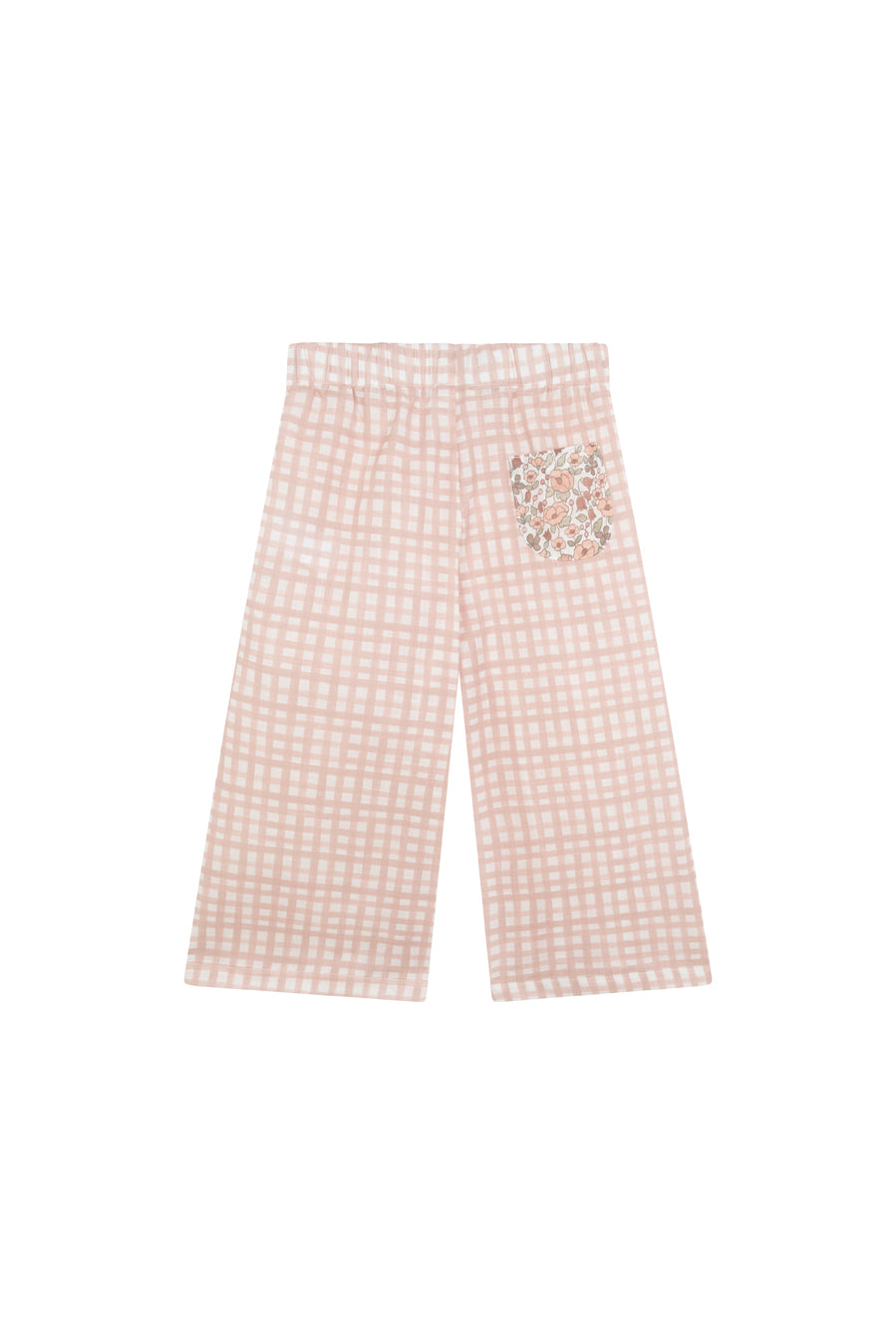 Pantalón vichy rosa y flores