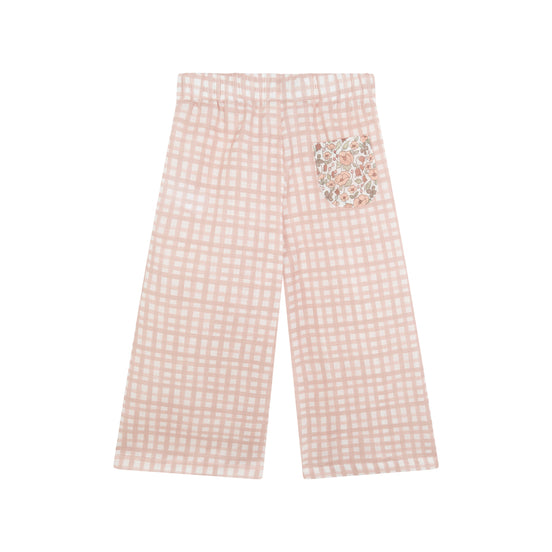 Pantalón vichy rosa y flores