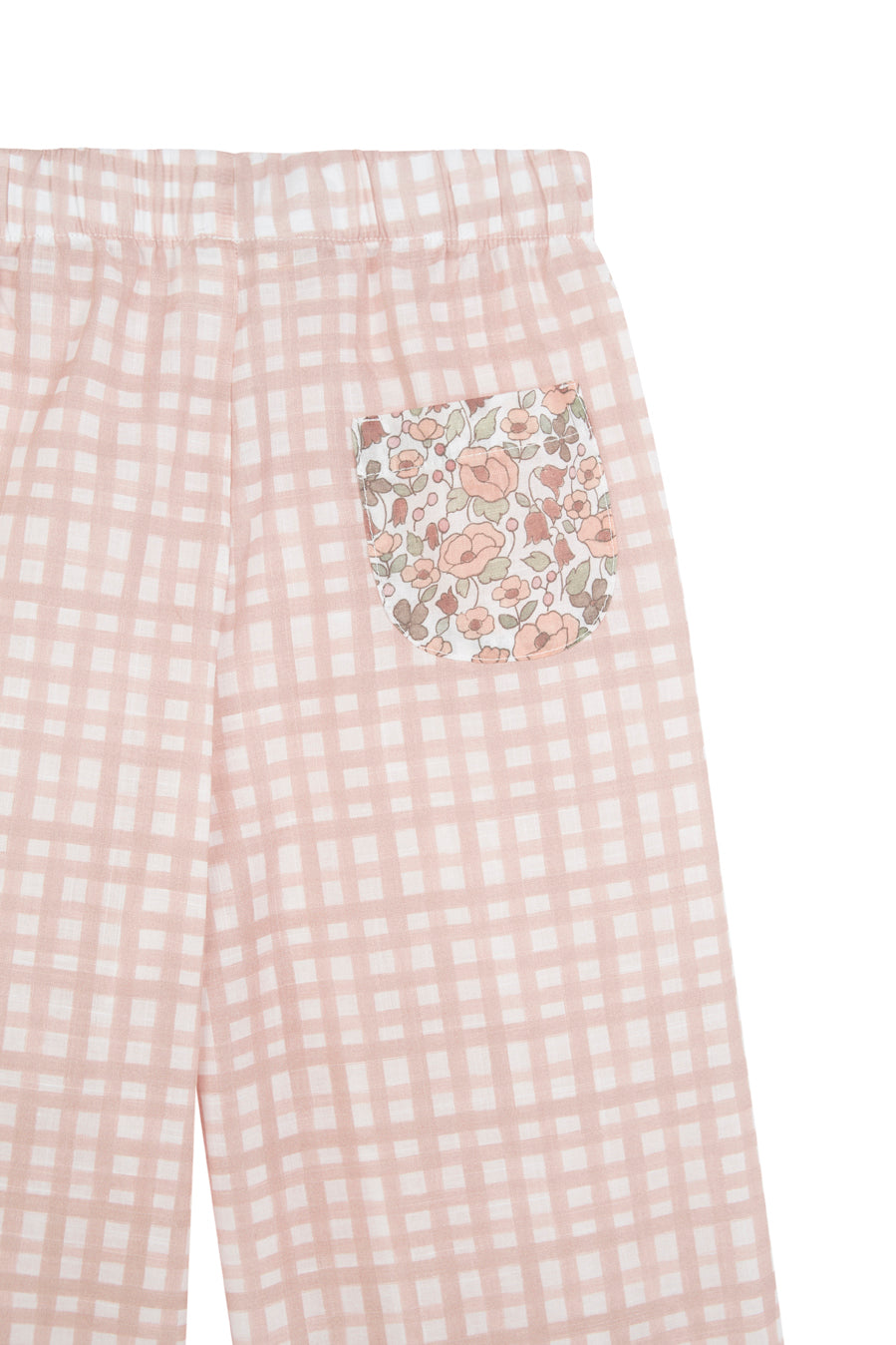 Pantalón vichy rosa y flores