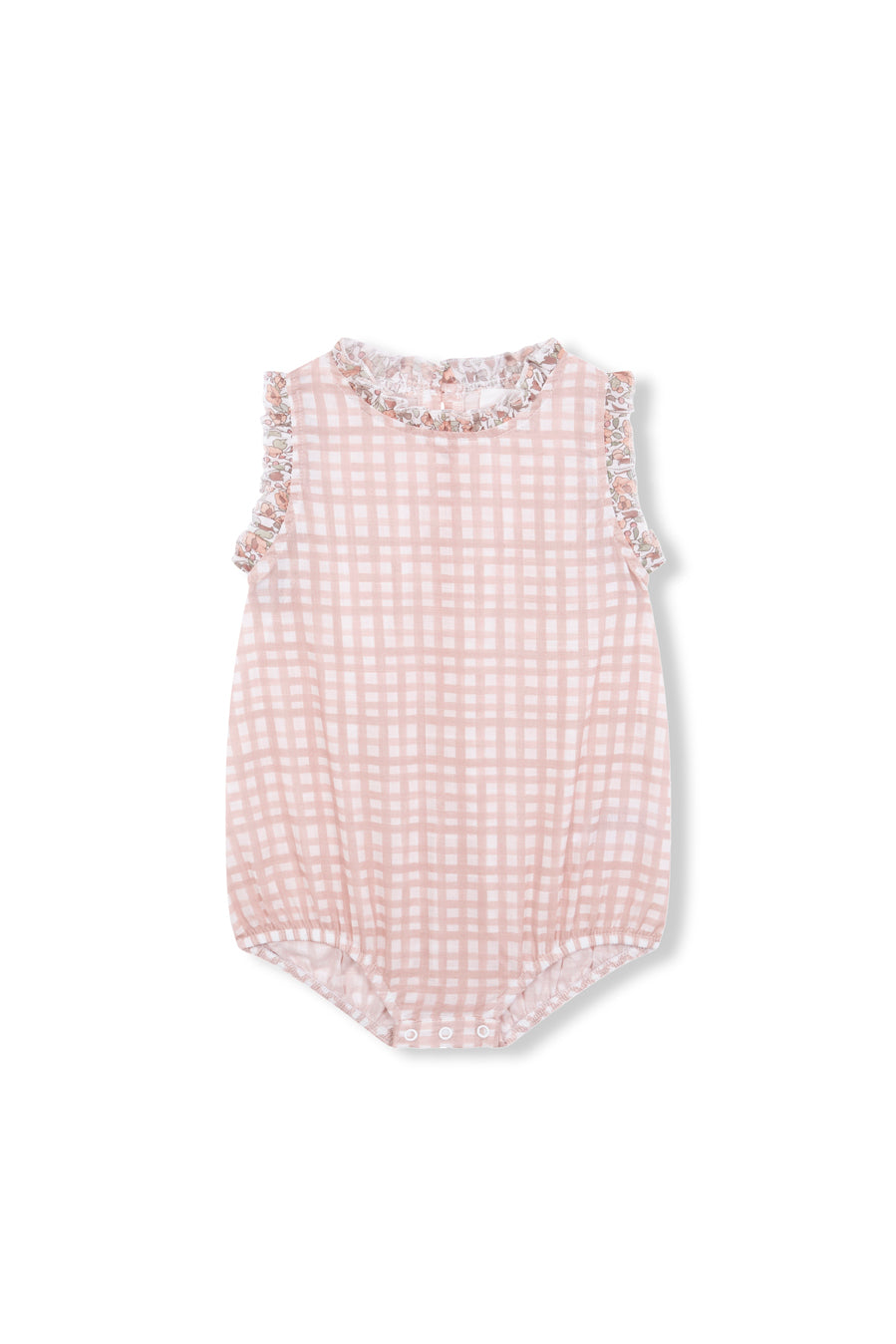 Pelele vichy rosa y flores