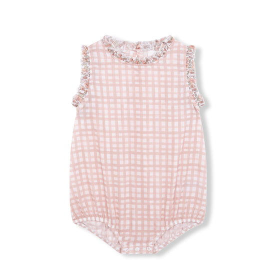 Pelele vichy rosa y flores