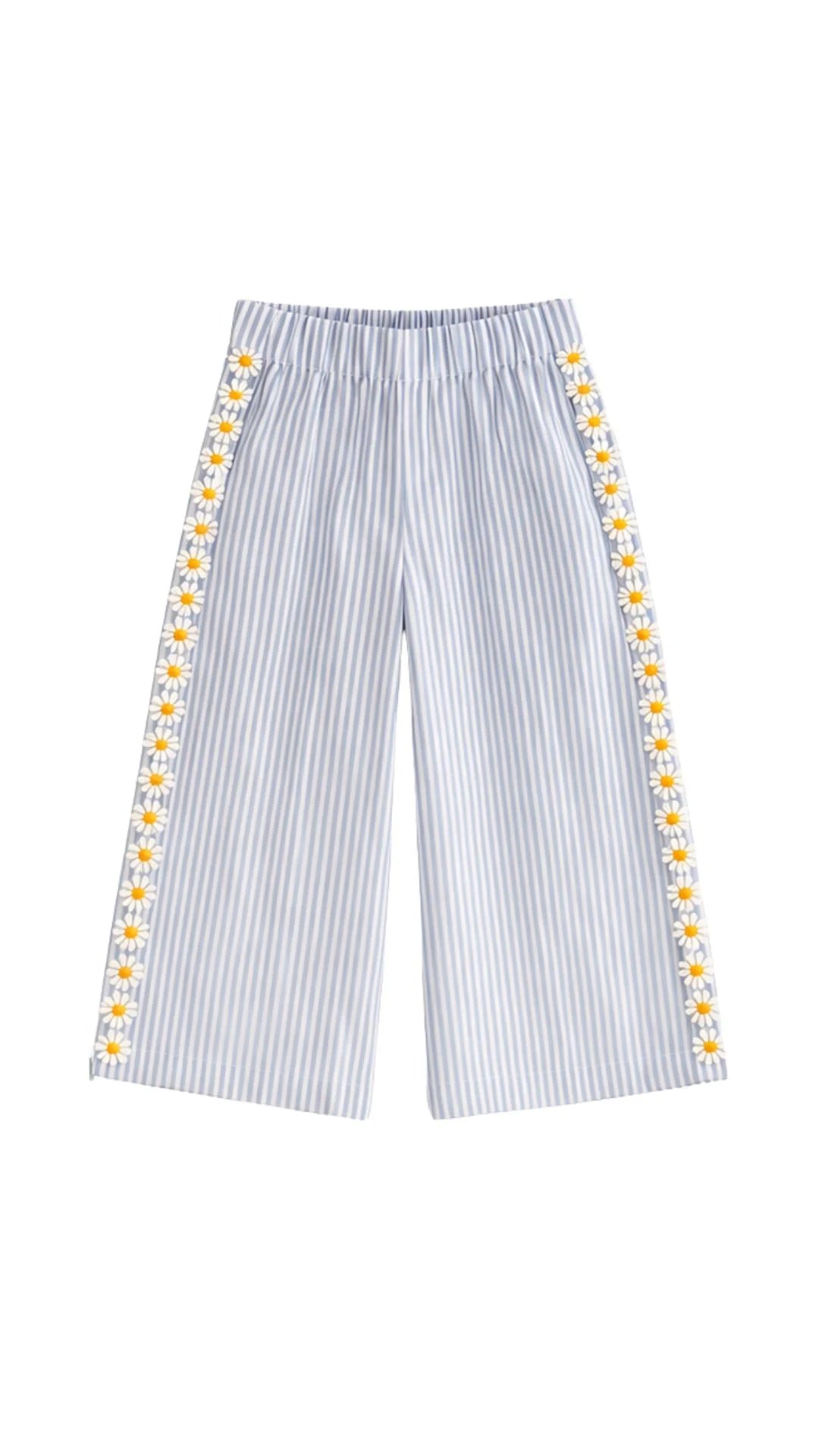 Pantalón rayas azuletti con margaritas
